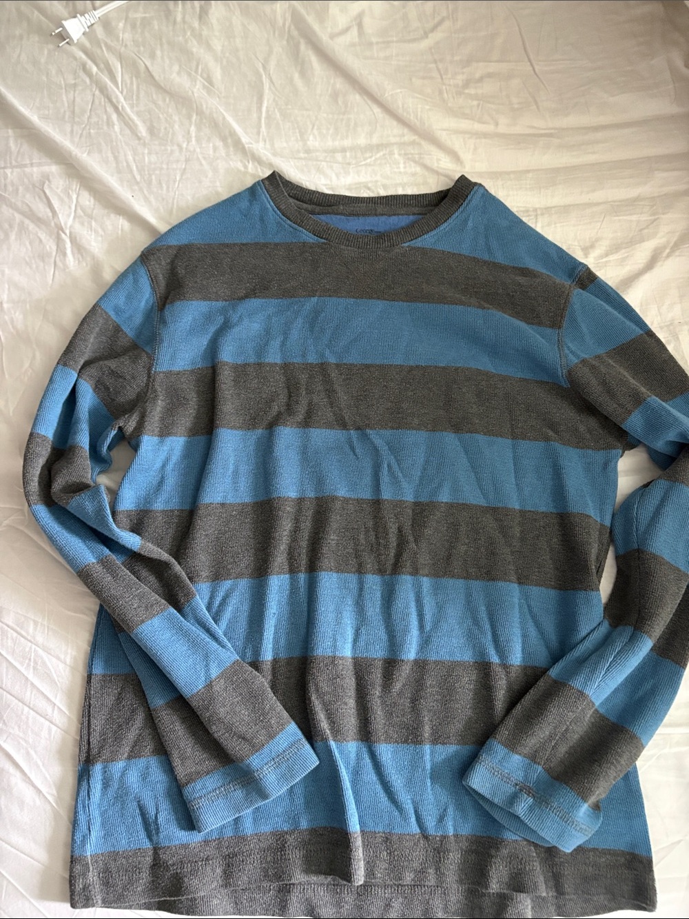 George Blue and Gray Striped Long-Sleeve Tee